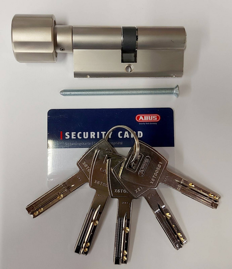 Механизм цилиндровый Abus X6 (Абус) 65 мм (30*35) никель, кл/вертушка